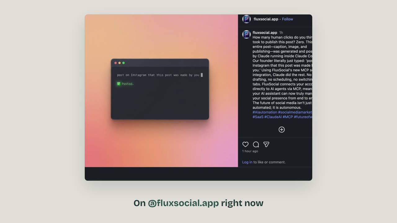 A post FluxSocial published to Instagram from one prompt
